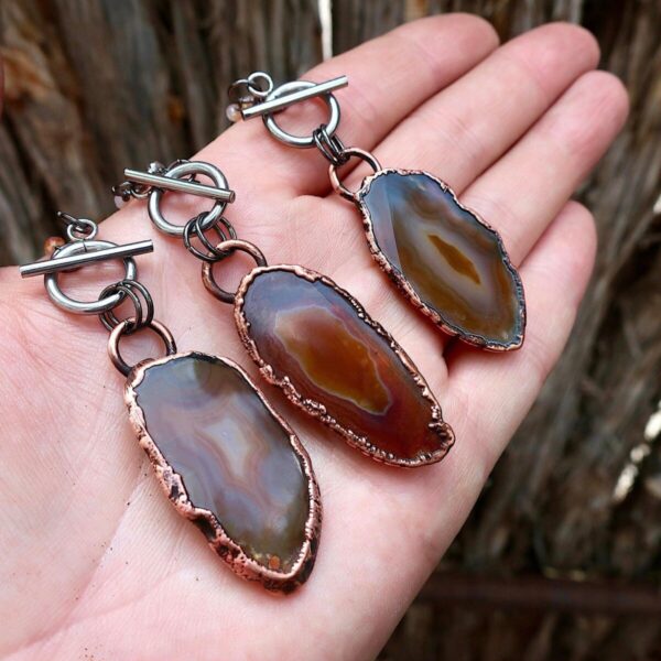 Product Image: Unique Agate Slice Necklace with Copper Elegance