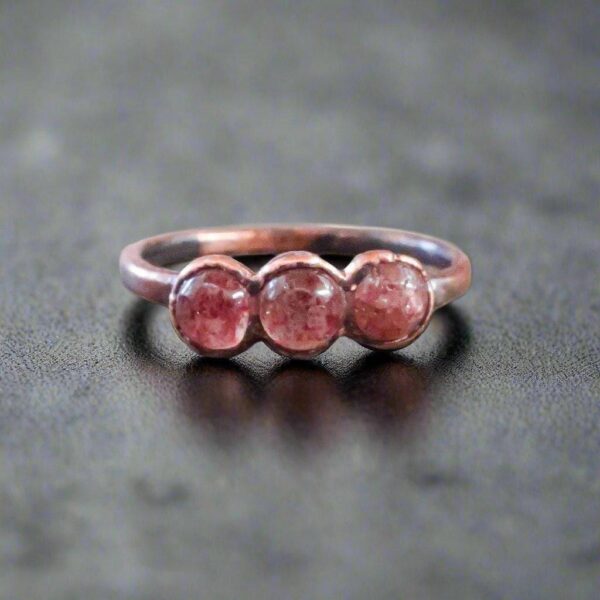 Product Image: Handcrafted Copper Strawberry Quartz Multi Stone Ring for Healing