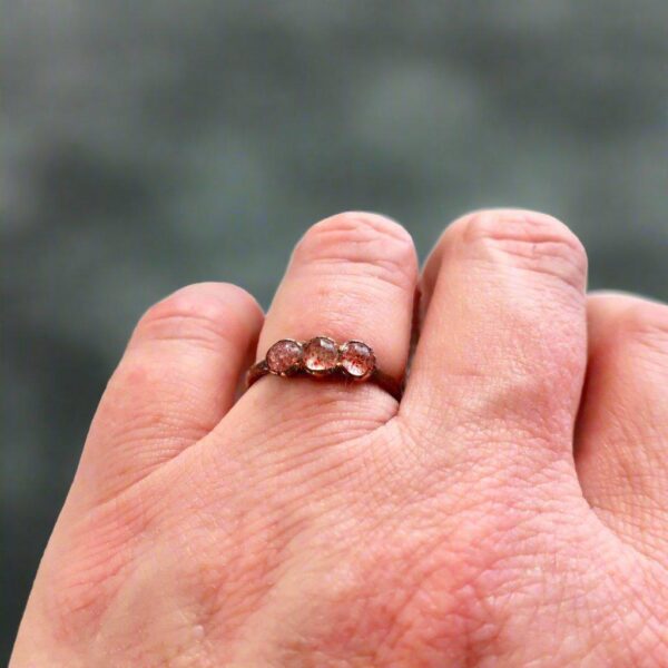 Product Image: Handcrafted Copper Strawberry Quartz Multi Stone Ring for Healing
