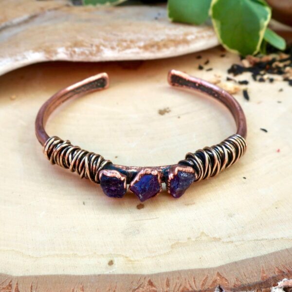Product Image: Raw Amethyst Copper Bracelet for Spiritual Healing