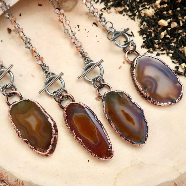 Product Image: Unique Agate Slice Necklace with Copper Elegance