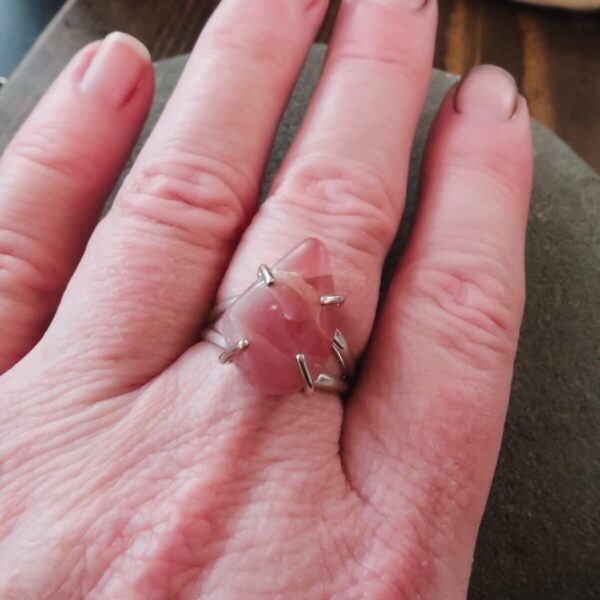 Product Image: Tumbled Rhodochrosite Ring in Sterling Silver for Healing