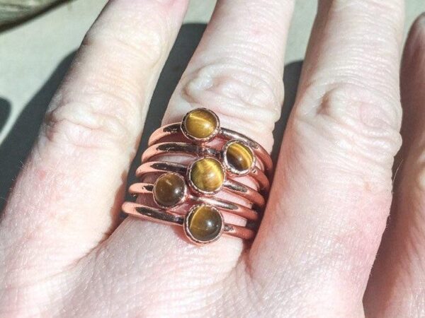 Product Image: Handmade Copper Tiger’s Eye Stacking Ring for Clarity