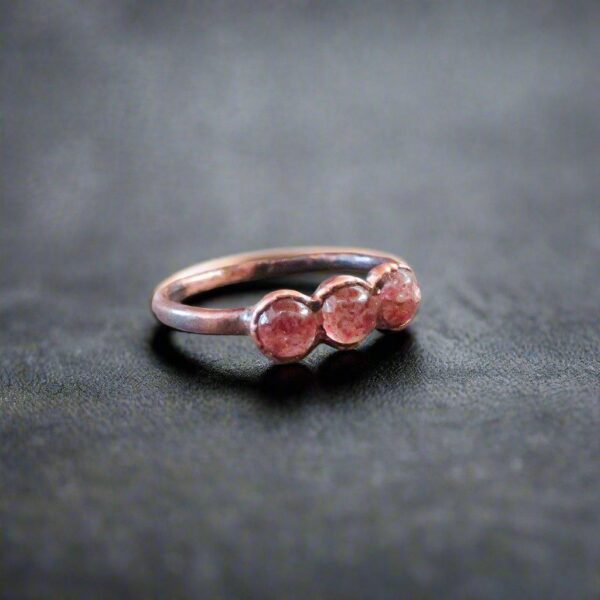 Product Image: Handcrafted Copper Strawberry Quartz Multi Stone Ring for Healing