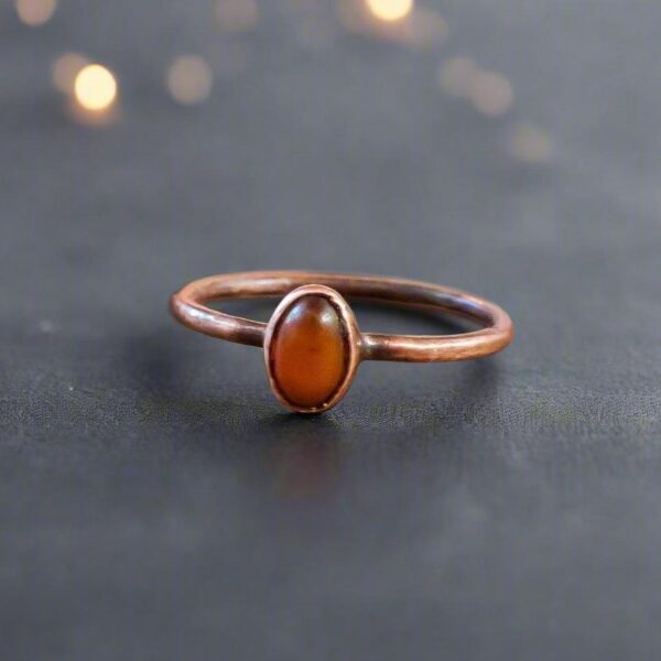 Product Image: Artisan Crafted Genuine Amber Ring in Copper Design