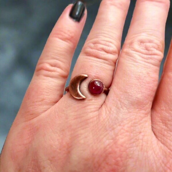 Product Image: Stunning Ruby Eclipse Ring with Unique Copper Moon Design