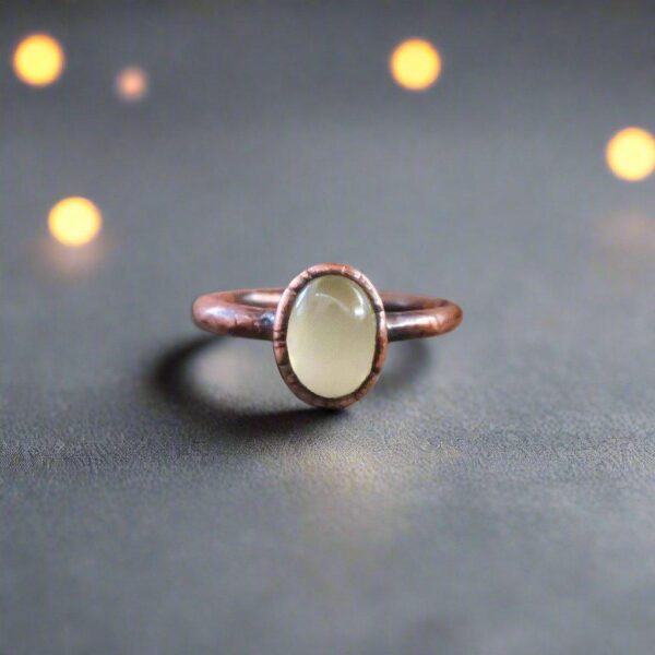 Product Image: Handcrafted Prehnite Copper Ring for Healing Energy Boost