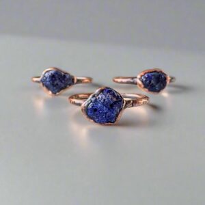 Product Image: Unique Handmade Raw Azurite Copper Ring for Boho Style