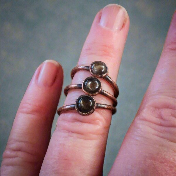 Product Image: Handmade Black Moonstone Ring in Electroformed Copper Jewelry