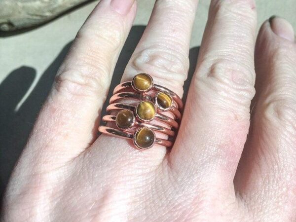 Product Image: Handmade Copper Tiger’s Eye Stacking Ring for Clarity