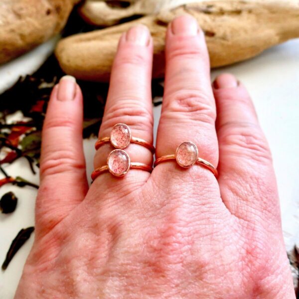 Product Image: Strawberry Quartz Ring Set in Copper for Positive Energy