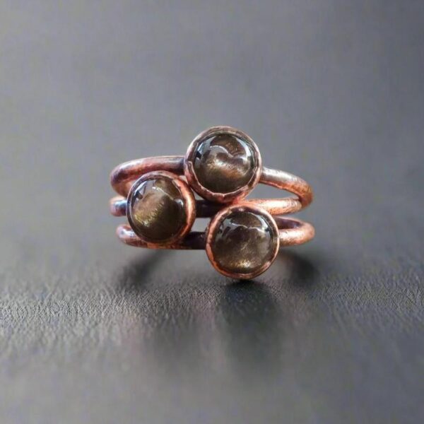 Product Image: Black Moonstone Ring in Electroformed Copper for Healing