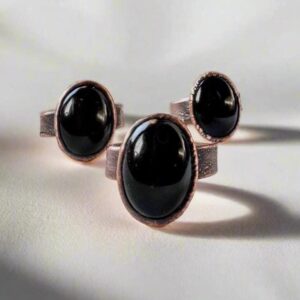 Product Image: Bold Onyx Statement Copper Ring for Unique Boho Style