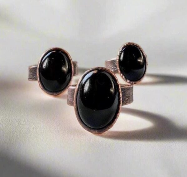 Product Image: Bold Onyx Statement Copper Ring for Unique Boho Style