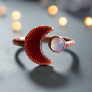 Product Image: Moonstone Eclipse Open Ring in Copper for Unique Style