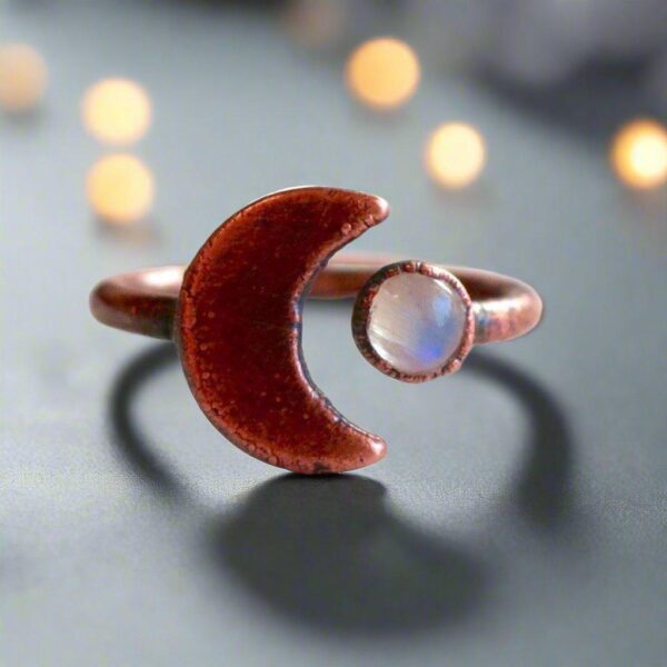 Product Image: Moonstone Eclipse Open Ring in Copper for Unique Style