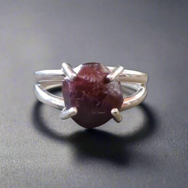 Product Image: Raw Garnet Nugget Ring in Sterling Silver for Women – Empowering Design