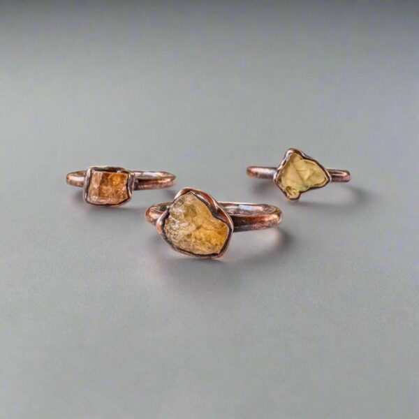 Product Image: Raw Golden Topaz Ring in Electroformed Copper Jewelry