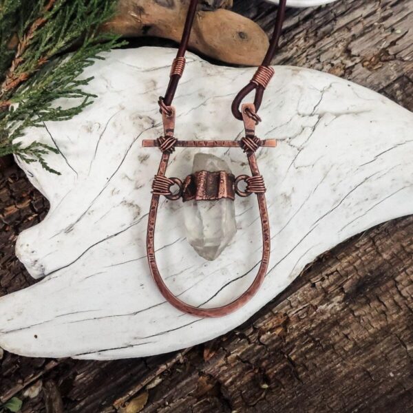 Product Image: Quartz Talisman Necklace with Copper Pendant for Energy