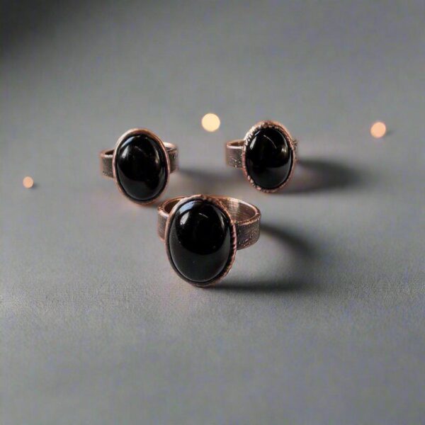 Product Image: Bold Onyx Statement Copper Ring for Unique Boho Style