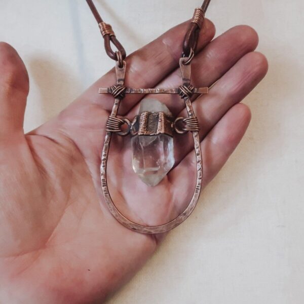 Product Image: Quartz Talisman Necklace with Copper Pendant for Energy