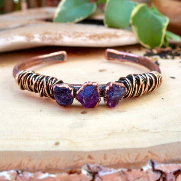 Product Image: Raw Amethyst Copper Bracelet for Spiritual Healing