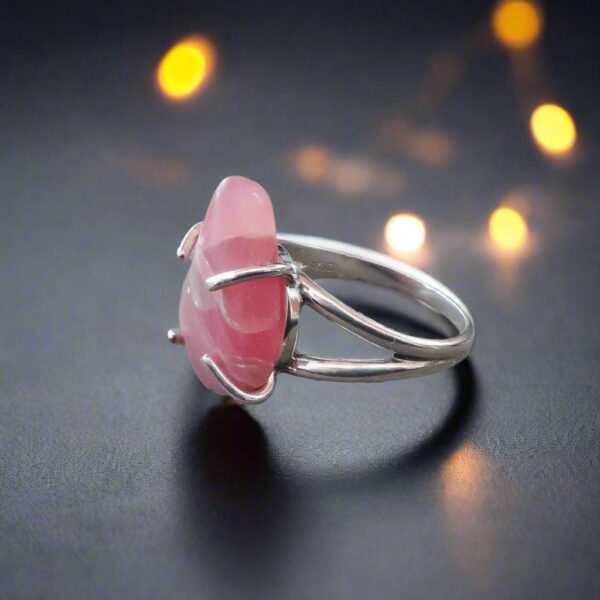 Product Image: Tumbled Rhodochrosite Ring in Sterling Silver for Healing