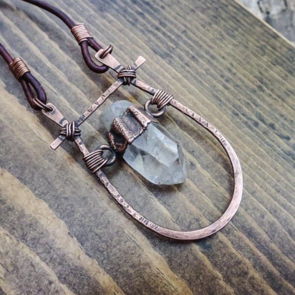 Product Image: Quartz Talisman Necklace with Copper Pendant for Energy