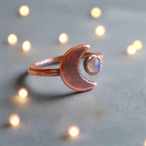 Product Image: Handmade Copper Moon and Labradorite Open Ring for Intuition