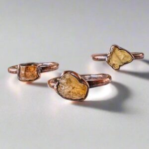 Product Image: Raw Golden Topaz Ring in Electroformed Copper Jewelry