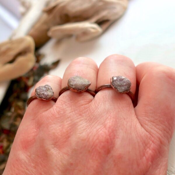 Product Image: Raw Lepidolite Ring for Stress Relief and Calm Energy