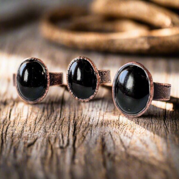 Product Image: Bold Onyx Statement Copper Ring for Unique Boho Style