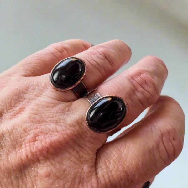 Product Image: Bold Onyx Statement Copper Ring for Unique Boho Style