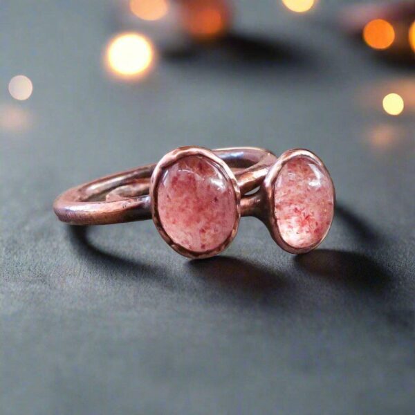 Product Image: Strawberry Quartz Ring in Copper for Emotional Healing