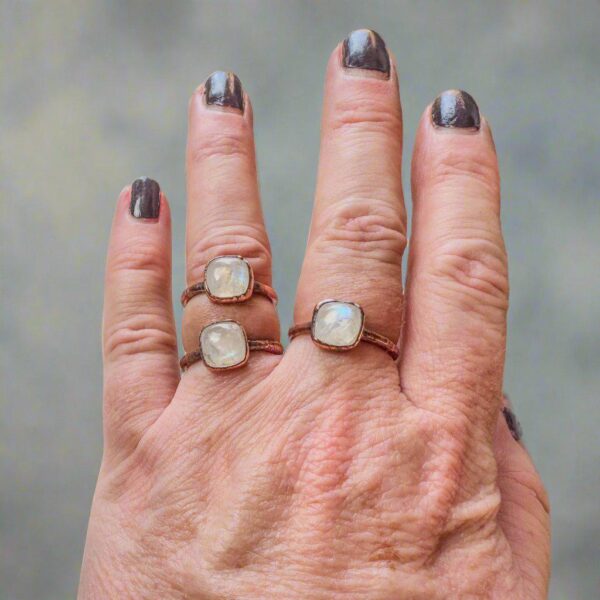 Product Image: Moonstone Copper Ring – Handmade Boho Jewelry with Healing Energy