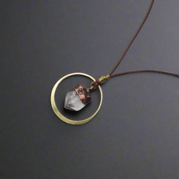 Product Image: Handmade Quartz Point Necklace in Copper and Brass Energy Healing