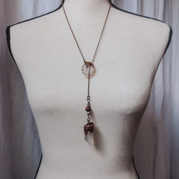 Product Image: Raw Quartz Lariat Style Necklace for Energy and Intuition