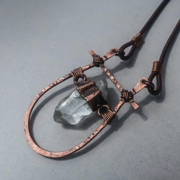 Product Image: Quartz Talisman Necklace with Copper Pendant for Energy