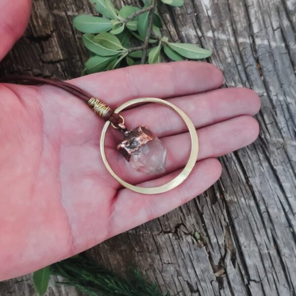 Product Image: Handmade Quartz Point Necklace in Copper and Brass Energy Healing