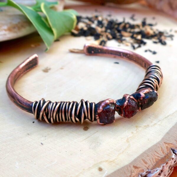 Product Image: Raw Garnet Bracelet with Electroformed Copper Cuff
