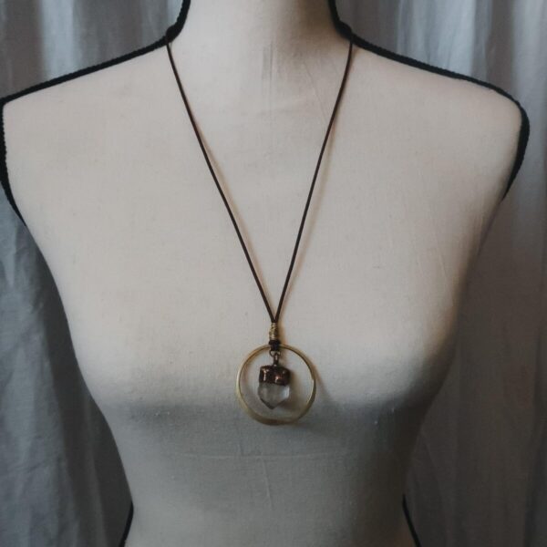 Product Image: Handmade Quartz Point Necklace in Copper and Brass Energy Healing