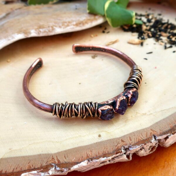 Product Image: Raw Amethyst Copper Bracelet for Spiritual Healing