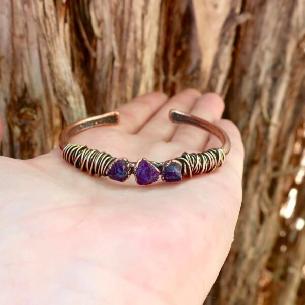 Product Image: Raw Amethyst Copper Bracelet for Spiritual Healing
