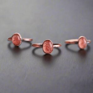 Santa Fe Marketplace Strawberry Quartz Ring Handcrafted Copper Talisman for Joyful Energy Product Image: Strawberry Quartz Ring Handcrafted Copper Talisman for Joyful Energy
