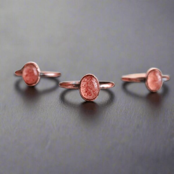 Product Image: Strawberry Quartz Ring Set in Copper for Positive Energy