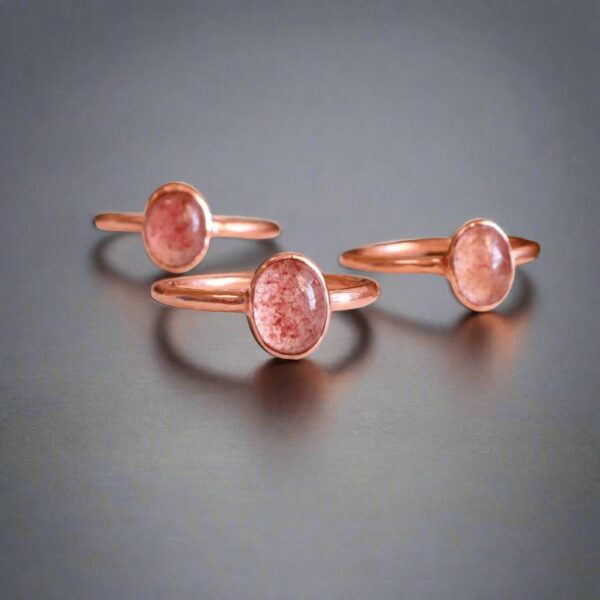 Product Image: Strawberry Quartz Ring Set in Copper for Positive Energy