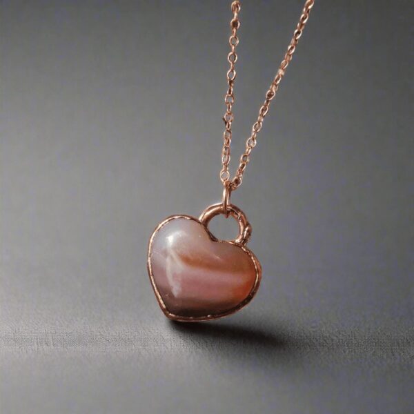 Product Image: Unique Carnelian Heart Necklace with Rose Gold Chain