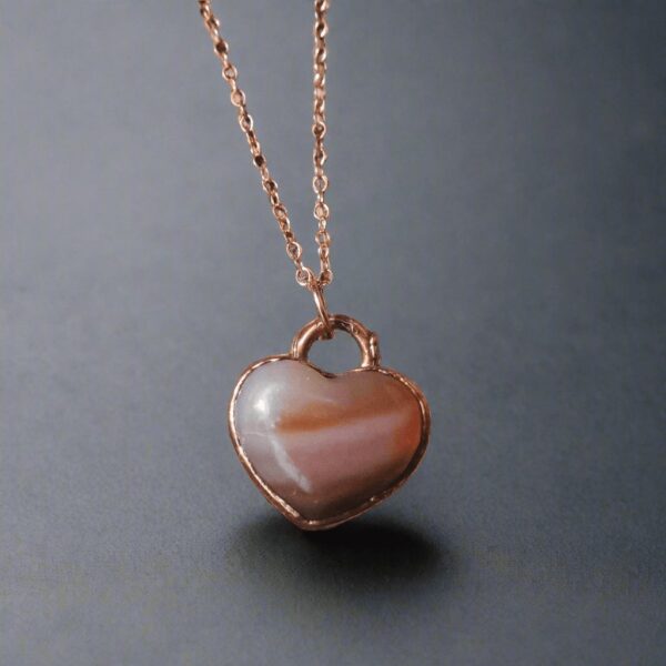 Product Image: Unique Carnelian Heart Necklace with Rose Gold Chain
