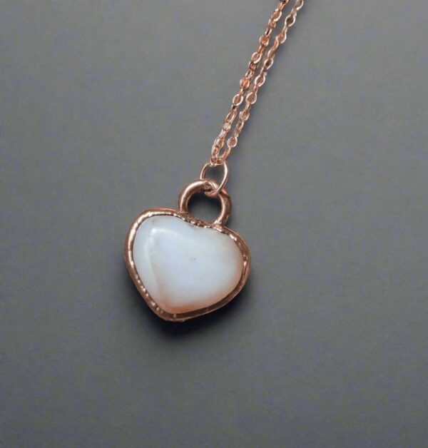 Product Image: Unique Carnelian Heart Necklace with Rose Gold Chain