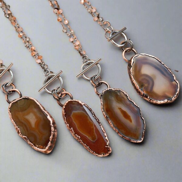 Product Image: Unique Agate Slice Necklace with Copper Elegance